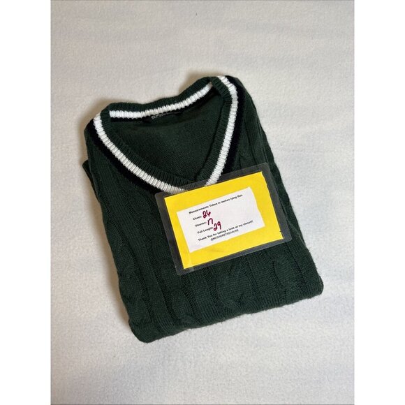 Bloomchic Lurex Cable Knit V Neck Pullover Dark Green Sweater Size 14/16 - Picture 7 of 7